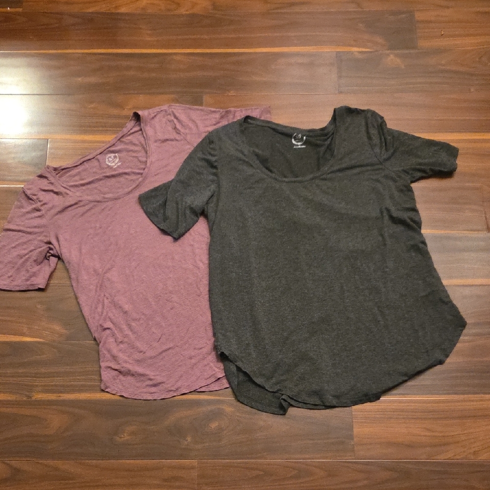 Set/2, 24/7 Scoop Neck Tees, Size Large From Maurice's, Loose-fit, Scoop Hem